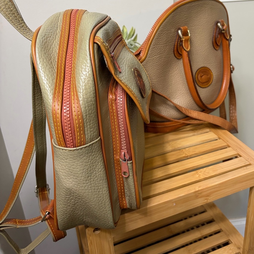 Dooney & Bourke Beige and Olive Pebble Leather Crossbody & Satchel Set - Picture 2 of 11